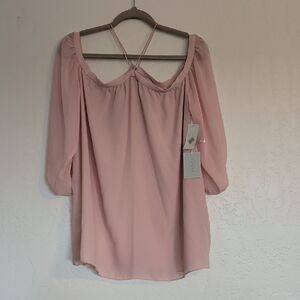 NWT 1State Solid Halter Blouse in Pink Taffeta, size L. BOHO, Fairycore, Barbie